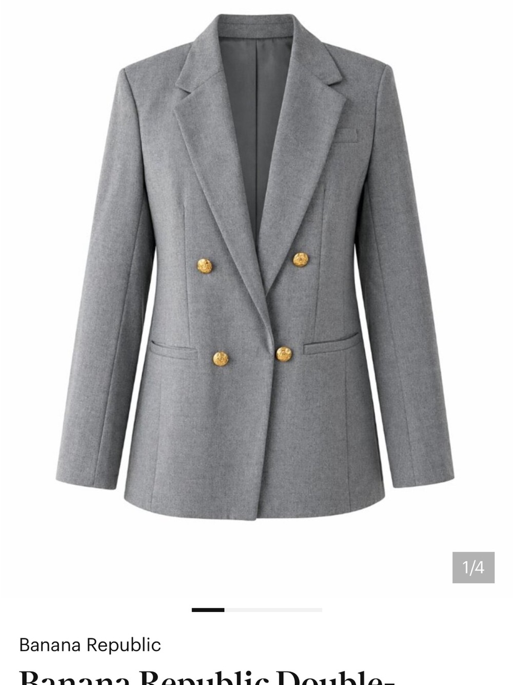 Banana Republic Gray Double Breasted Boyfriend Blazer | 10